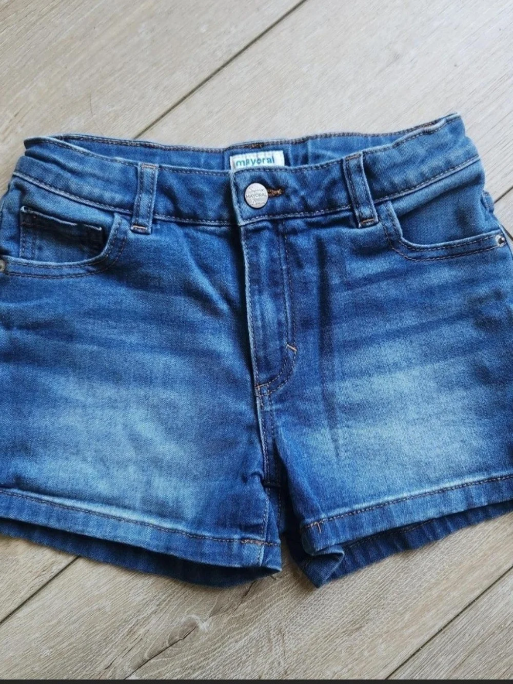 Mayoral Rust Orange Top with Dark Blue Denim Shorts